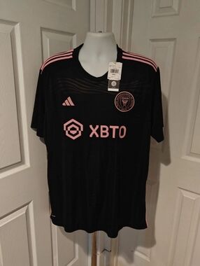 Adidas Inter Miami CF Messi 10 Away Soccer Jersey Mens 2XL Black Pink NWT JE9704